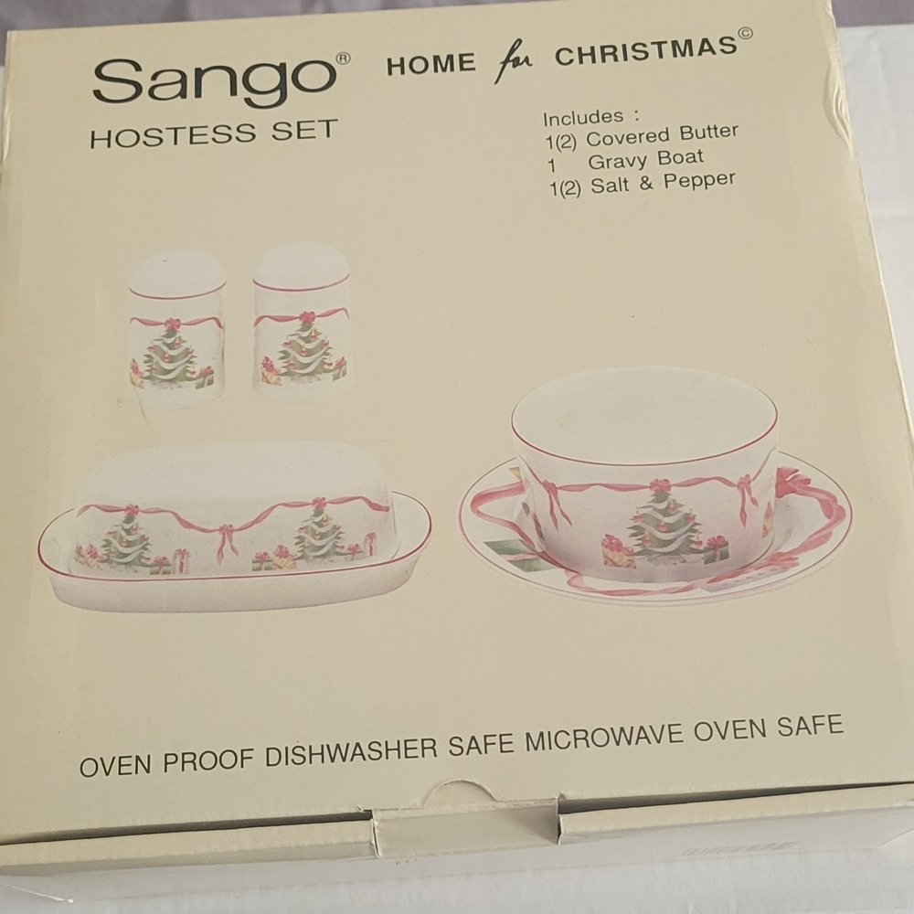 Sango Christmas Hostess Set with Red and Green Accents